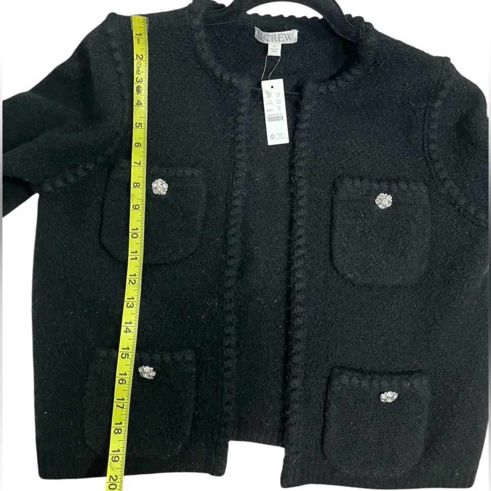 J Crew Odette Black Jacket Sweater Jewel Accents Wool Alpaca Blend Medium NWT - Picture 13 of 14